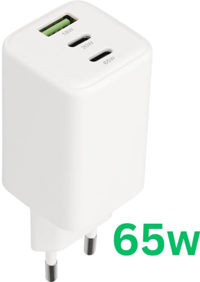 Mobiparts - 65 Watt Universele GaN QC Snellader 65W - USB-C - PD 3.0 - Geschikt voor o.a. Laptops, Tablets, Apple iPhone en Samsung Smartphones V2
