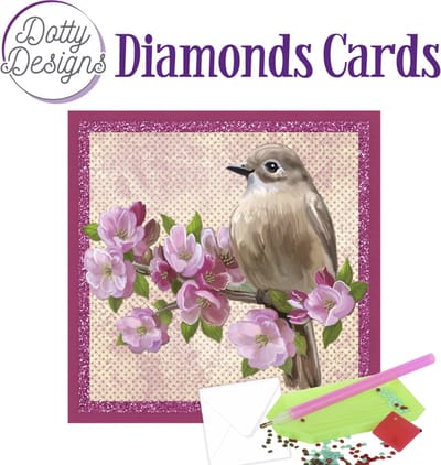 Diamond Painting Dotty Design Diamonds Cards |Bird on Flowering Branch