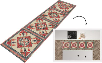 Keukenloper - Loper keuken - Patronen - Tegel - Bloem - Borduren - Arabisch - 200x50 cm - Keukenloper vinyl