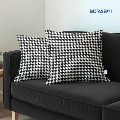 Boraboi® Luxe Decoratieve Kussenhoezen set van 2 , Zachte Suède Touch 40x40cm -(Zwart,Wit)