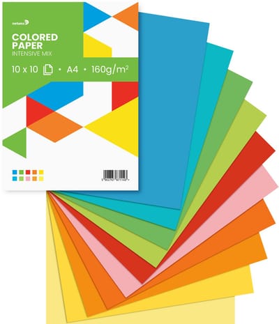 Netuno - set van felgekleurde papieren - 10x10 - A4 - 21 x 29,7 cm - 100 vellen - 160 gram