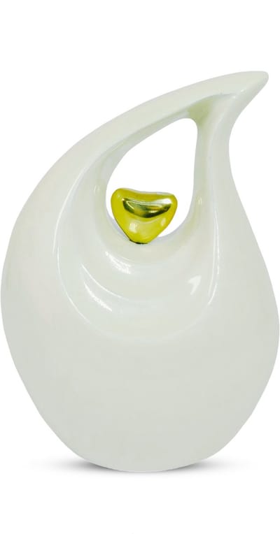 Teardrop As Urn - 800 ML - Teardrop - Handgemaakte Druppel Urn - Crematie Urn - Uniek - Voor Huisdieren of Menselijk As - Crematie As - Decoratie Urn - White