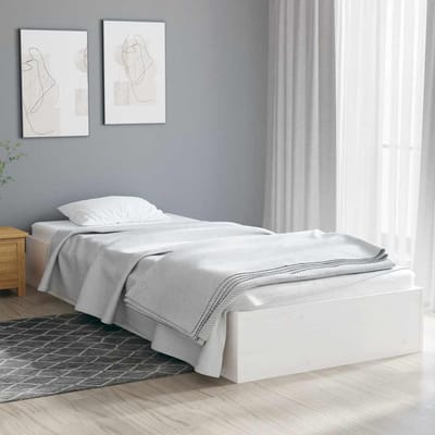 vidaXL - Bedframe - massief - hout - wit - 75x190 - cm