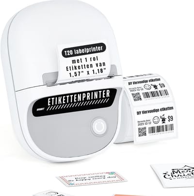 RWB® Labelmaker - Laberprinter - Draagbare Laberprinter - Bluetooth - 2 tot 5 cm Breed - Wit - 13cm x 10cm x 7cm