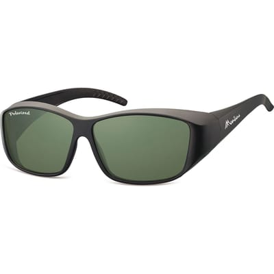 Montana Rechthoek Unisex Mat Zwart G15 Gepolariseerd FO4 Fit Over Bril Zonnebril