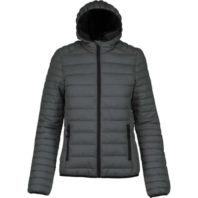 Kariban Ladies' lightweight hooded padded jacket K6111 - Marl Dark Grey - S