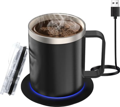 Bovista Cup Warmer - Mok Warmer - Mug Warmer - Koffie Warmer - Verwarmde Onderzetter - Koffie Warmhouder - Koffiekop Verwarmer - Kop Warmer - USB - Kopjes - Melk - Zwart