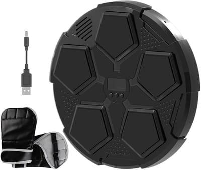 Intelligente Bokstrainer - Muziek Bokszak - Fitness Thuis - 6 Snelheden Instelbaar - 32.5 cm Hoog - Zwart