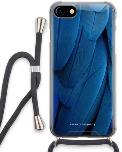 Case Company® - Hoesje met koord geschikt voor iPhone SE 2020 hoesje met Koord - Pauw - Telefoonhoesje met Zwart Koord - Bescherming aan alle Kanten en Over de Schermrand