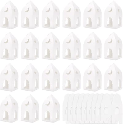 Dailygoods- Geschenkdoos 30 stuks - Huisvorm - 6,5 x 6,5 x 14 cm - Witte transparante vensterdoos - Snoep/koekje/chocolade verpakking - Leeg - Snoepdozen