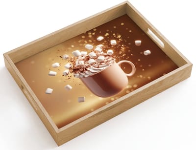 Dienblad hout 40x30 cm - Schootdienblad - Chocomelk - Drinken - Warm - Bruin - Borrelplank rechthoek - Plateau dienbladen