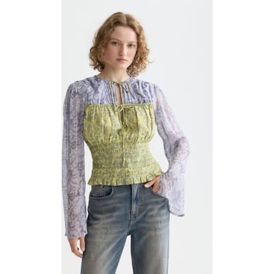 Scotch & Soda Smocked Waist Top Dancer Lavender Größe: 36 | Longsleeves Outlet | Damen