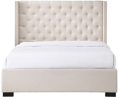 Vente-unique Bedframe stof beige 200 x 200 cm