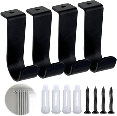 Set van 4 gordijnroede houders, metalen plafondhouders voor gordijnen, geschikt voor 25 mm roedes, ideaal voor woonkamer en slaapkamer