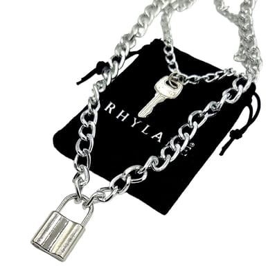 Rhylane – Slot Ketting – Slotje Met Sleutel – Layerketting 42 & 52 cm – Zilverkleurig