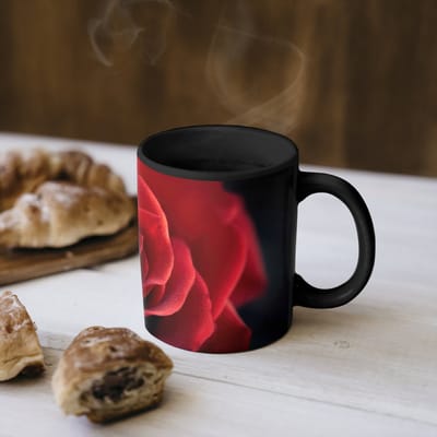 Magische Mok - Foto op Warmte Mokken - Koffiemok - Rood - Roos - Romantisch - Magic Mok - Beker - 350 ML - Theemok