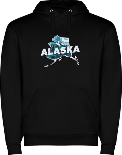 Zwarte Wanna have hoodie voor de echter Amerika / Verenigde Staten liefhebber, de Amerikaanse staat Alaska Print Full Color Color merk Roly maat S
