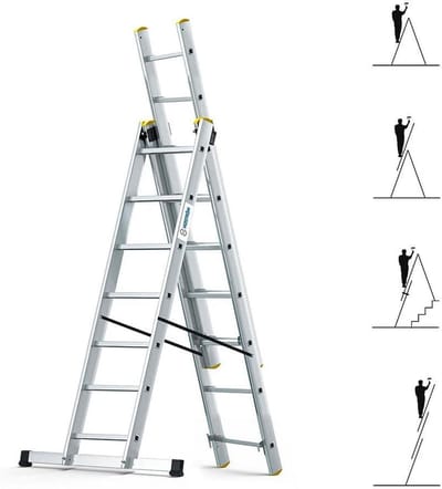 Multifunctionele Ladder - Aluminium Ladder Opvouwbare Ladder - Klussen in Huis - 6 Gebruiksposities - Max. 5 meter - Aluminium