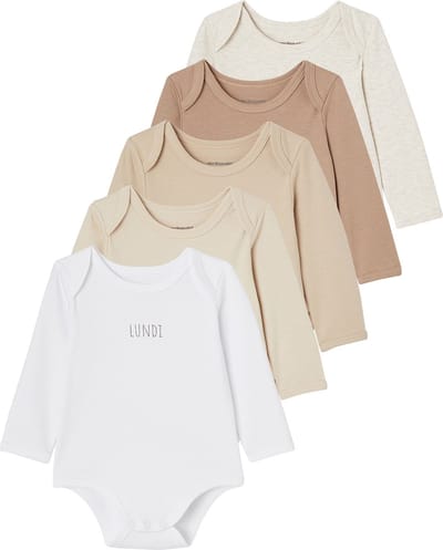 Vertbaudet Set met 5 rompertjes 5 lange mouwen BASICS baby met Amerikaanse mouwgaten van biokatoen