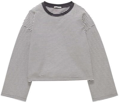 Tom Tailor 1038965 Cropped Striped T-shirt Met Lange Mouwen Wit 164 cm Meisje