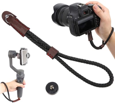 Dailygoods- Handriem Premium PU-leer - Polsband - Verstelbare Lengte - Veiligheidsband - Accessoires voor Sportcamera's - 1/4 Inch Schroef