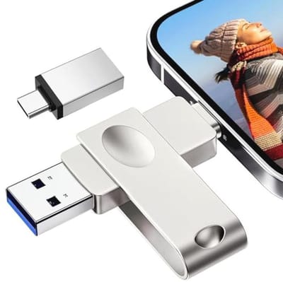 128 GB USB Stick met Type C Adapter - 3 in 1 Geheugenstick voor Foto's en Bestanden