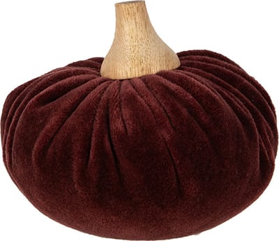 Clayre & Eef Decoratie Pompoen Ø 12x10 cm Rood Polyester Herfst decoratie