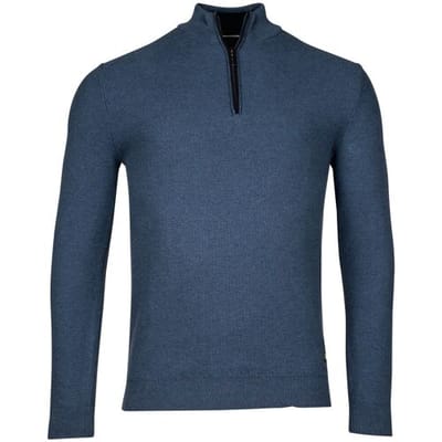 Baileys Trui Half Zip Structure Knit Combed Cotton Deep Denim Blue / male