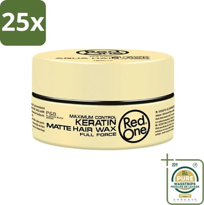 25 x Red One - Haarwax - Keratin Matte - Versterkende Styling - Voor Sterke Hold & Matte Look - 150 ml - Grootverpakking - Haarwax - Keratine - Matte Finish - Stylen - Haarversterking