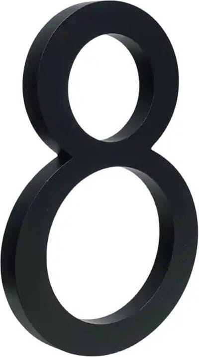 Milano Black Huisnummer 8 - 15 cm hoog - Aluminium - Groot Modern Zwart Huisnummer - Zwart huisnummer - Huisnummer Zwart