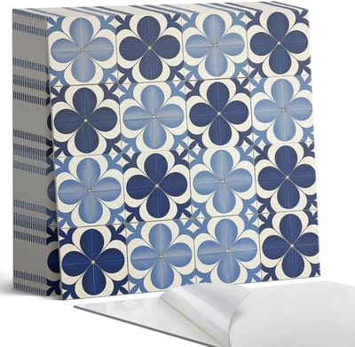 Coloray Plaktegels - Geometrisch bloemenpatroon Zelfklevende Tegels - 20 cm x 20 cm - Blauw Plaktegels - 20 stuks - Vierkant PVC Tegels - Plaktegels Badkamer - Plaktegels Vloer - Vinyl Tegels Zelfklevend - Wandtegel Zelfklevend