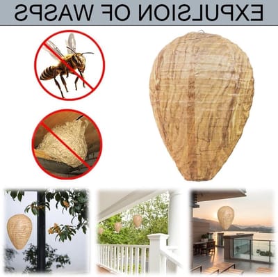 Dummy wespennest set van 2, weerbestendig voor tuin en balkon, natuurlijke wespenafweer zonder chemicaliën, ideaal voor terras en buitengebruik
