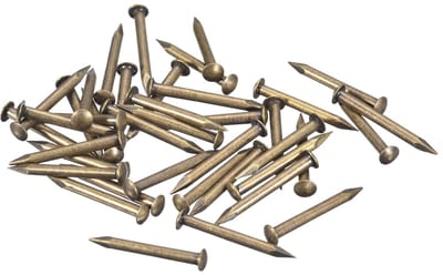 35 stuks kleine kleine spijkers, 2 x 20 mm (DxL), kleine messing nagels, hardware, ronde kop, messing, nagel voor hout, doe-het-zelfprojecten, decoratieve dozen, huishouden, bronskleurig
