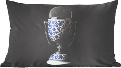Sierkussens - Kussentjes Woonkamer - 60x40 cm - Microfoon - Delfts blauw - Muziek