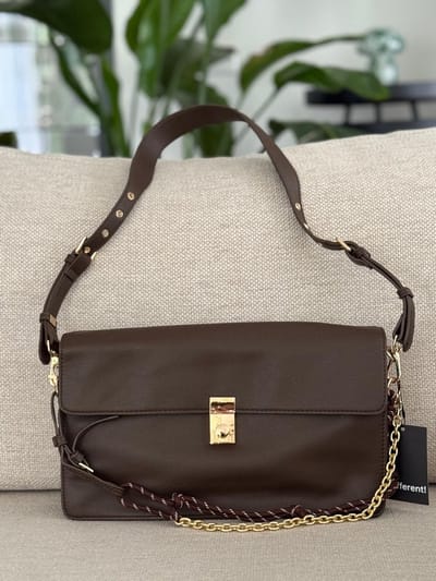 Damestas - Luxe - Bruin - Lange schouderriem - Ketting - Handtas