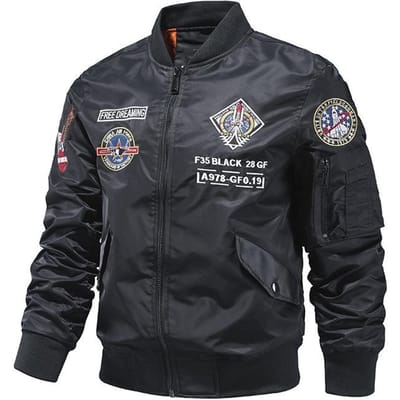 Veste brodée d'astronaute spatial Veste de pilote Air Force Top Ma1 Veste de vol pour homme XL noir