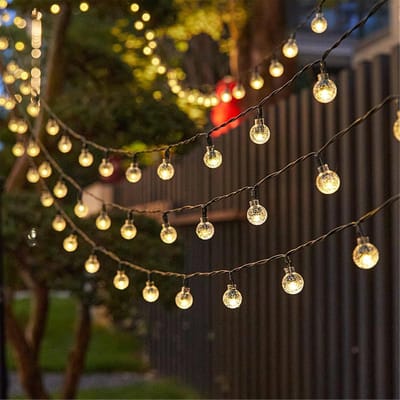 Lichtsnoer op zonne-energie, waterdicht, 8 verlichtingsmodi, 7 m, 50 LED's, ideaal voor buiten, terras, balkon