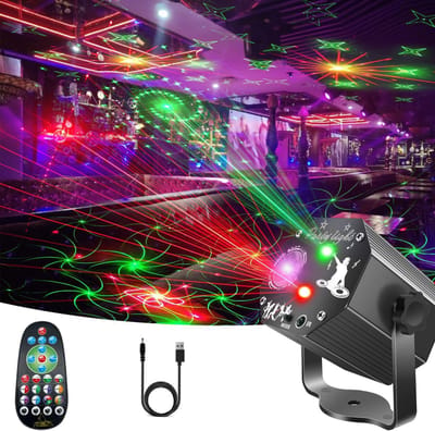 ANMI® Discolamp 3-in-1 - Mini Discobal met 72 Patronen - RGB Party Laser Light - Afstandsbediening & Geluidsbesturing - Stroboscoop - Dj set - Discobal kinderen - Aluminium Behuizing - Geschikt voor Feest, DJ, Verjaardag en Thuisgebruik