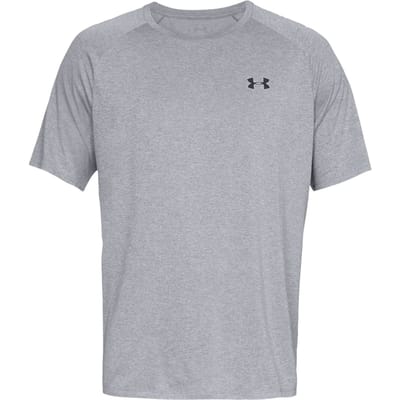 Under Armour UA Tech 2.0 SS Tee-GRY Heren Sportshirt - Steel Light Heather - Zwart
