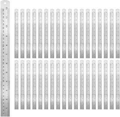 Dailygoods - 40 Stks 30cm Rvs Liniaal, 12 Inch Metalen Heerser voor Office Home Meten