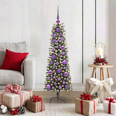 vidaXL - Kunstkerstboom - met - 150 - LED - Groen - 120 - cm - PVC - en - Plastic - en - Staal