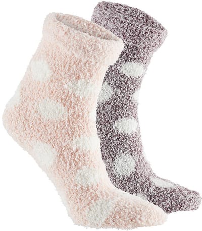 Apollo Huissokken / bedsokken met stippen - kinderen - grijs / roze - 2 paar - maat 36-41 - slofsokken