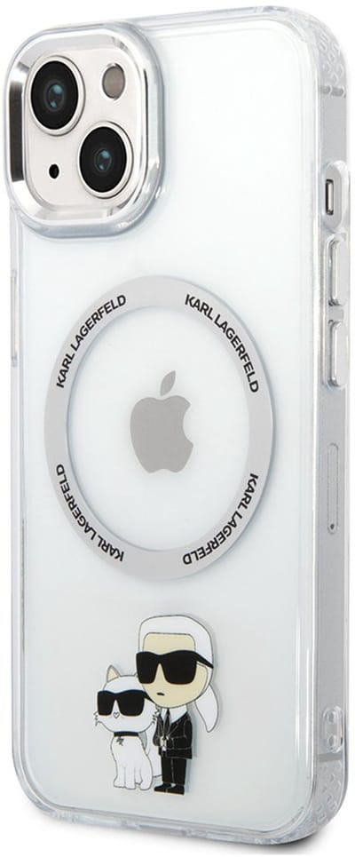 Karl Lagerfeld, Hoesje geschikt voor iPhone 15 - Karl & Choupette Print MagSafe Compatibel, Transparant