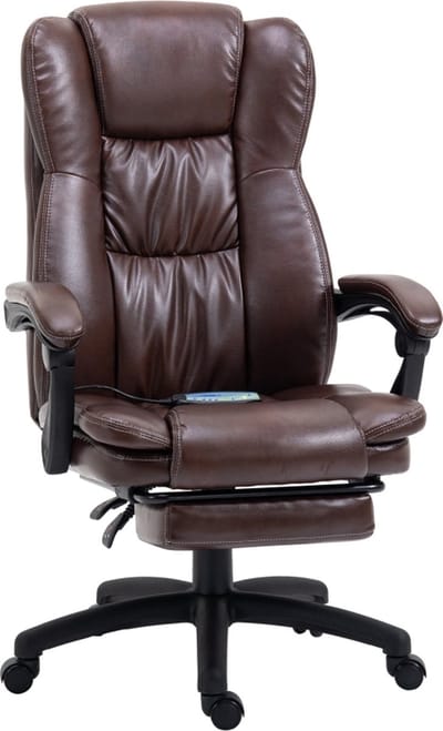Ergonomische bureaustoel met massagefunctie - Stoel - Bureaustoelen - Bruin - 68,5 cm x 68,5 cm x 119-127 cm