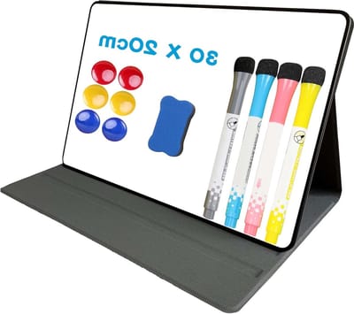 Compact magnetisch whiteboard A4, vouwbaar en wasbaar, inclusief 4 stiften, 6 magneten en 1 gum, ideaal voor thuis, op kantoor of op school, 30 x 20 cm