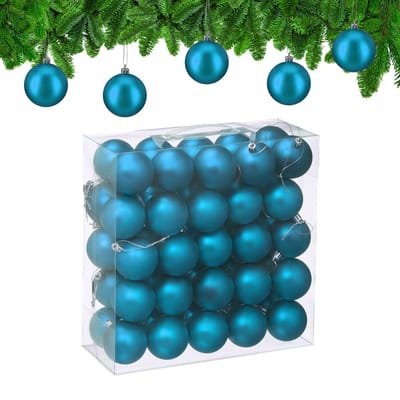 kerstballen set van 50 - Ø 6 cm - mat - kunststof - petrol