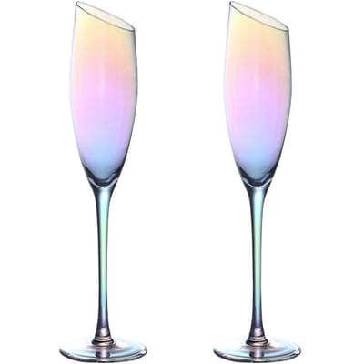 Schitterende Kleuren Klassiek Bordo Rood Glas Ion plating Kristal Bordeaux Kelk Feest Bruiloft Champagne Glazen Schuinmondige Wijnbeker 180-550ml white