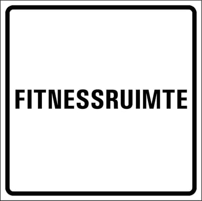 Fitnessruimte sticker, wit zwart 150 x 150 mm