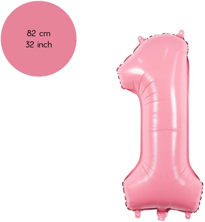 Cijfer Ballonnen - Nummer 1 - Roze - 82 cm - Helium Ballon - Fienosa- Leeftijd verjaardag - Verjaardagsballon - Verjaardag