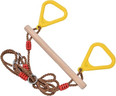 Trapeze Swingbar - Hijsring Rekstok - Buiten Spelen - Duurzaam Materiaal - 45 cm - Geel